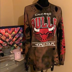Chicago Bulls Custom Distressed Long Sleeve Tee